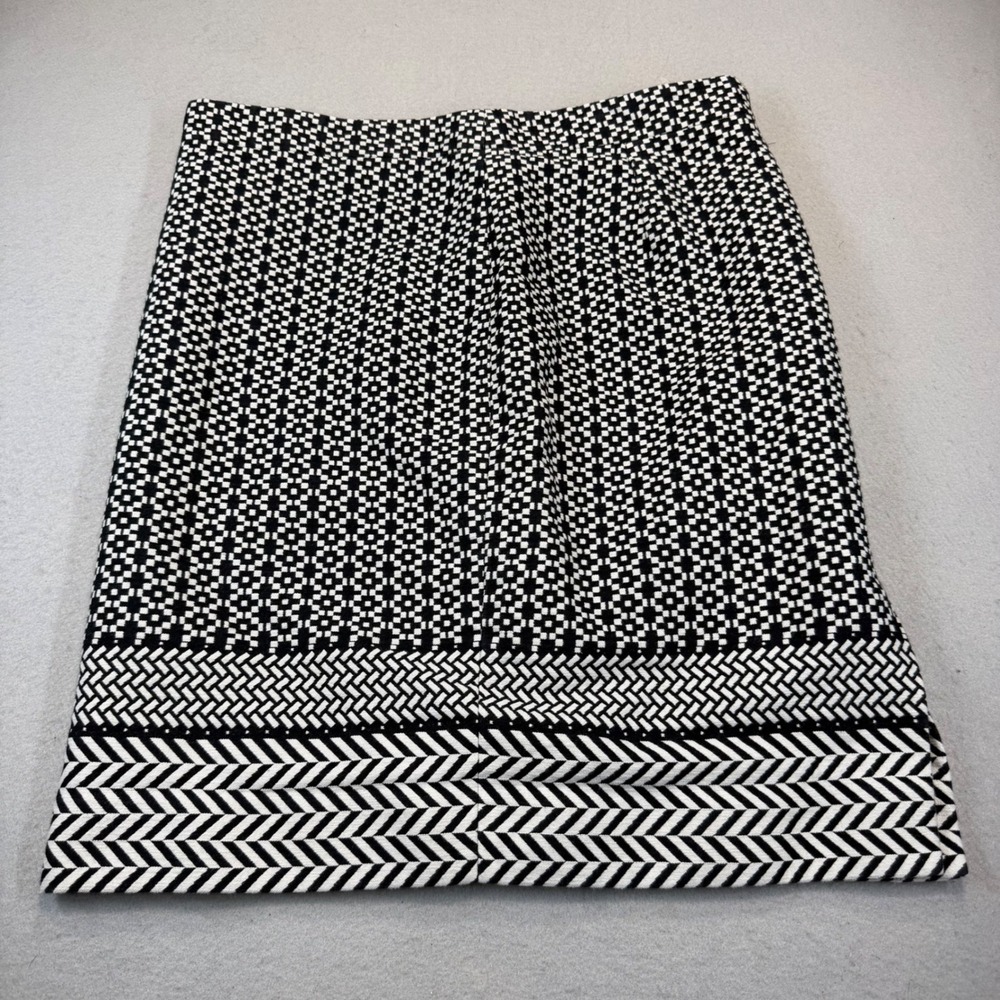 J.Crew Black White Geometric Chevron Pencil Skirt Size 12 Side Zip Lined
